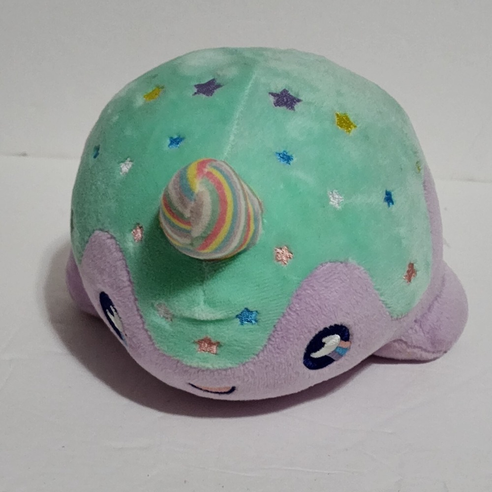 Aurora Tasty Peach Nomwhal Purple Green Multicolor Stars Rainbow Horn Plush 9"